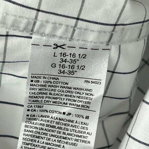 Banana Republic Long Sleeve Button Up Shirt Mens Large White Checked Slim - Picture 4 of 7